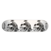 Planche à roulettes - crânes et roses