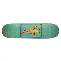 Planche à roulettes de grunge de girafe d'or planches à roulettes
