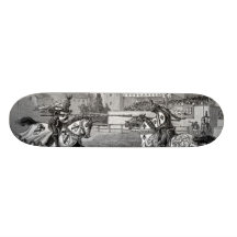 Planche à roulettes joutante de chevaliers médiéva