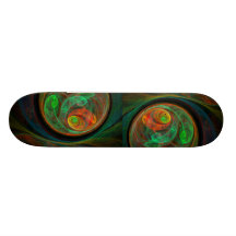 Planche à roulettes verte d'art abstrait de renais