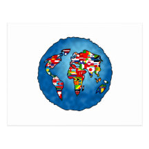 Planète de drapeau cartes postales
