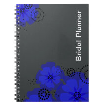 Planificateur nuptiale de bleu de cobalt de pavots carnet à spirale