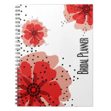 Planificateur nuptiale rouge de pavots de poivre carnet à spirale