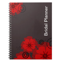 Planificateur nuptiale rouge de pavots de poivre carnet