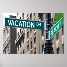 Plaques de rue de plage de vacances d'été poster