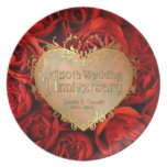 Plat d'anniversaire de mariage de rose rouge cinqu assiette