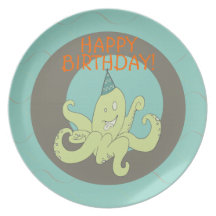 Plat de poulpe de joyeux anniversaire assiettes pour soirée