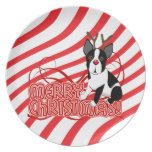 Plat de renne de Boston Terrier de Joyeux Noël Assiettes