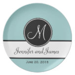 Plat de souvenir de mariage de monogramme de noir  assiettes
