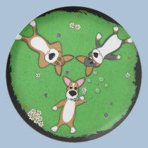 Plat de trio de corgi de jour d'été assiettes