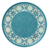 Plat floral décoratif bleu vert de tuiles assiettes