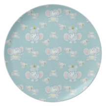 Plat mignon d'éléphants et de papillons assiettes