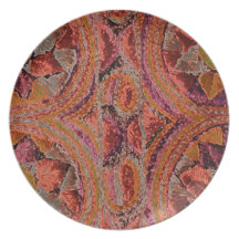Plat orange et rose de textile assiette