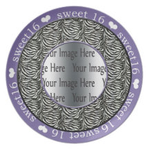 plat pourpre de photo de cadeau du bonbon 16 à imp assiette pour soirée
