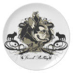 Plat urbain d'art de bouledogue français de chien  assiette