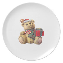 plat vintage de nounours de Noël Assiette