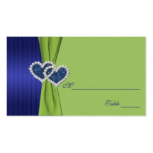 Plis et damassé Chartreuse Placecards de bleu roya Modèles De Cartes De Visite