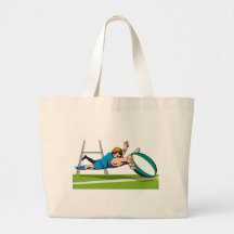 Plongée de joueur de rugby marquant un essai sacs de toile