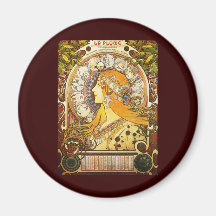 Plume de La d'Alphonse Mucha Magnets