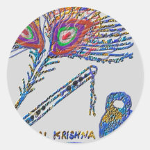 Plume de paon et cannelure - lièvre Krishna Autocollant