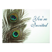 Plume Invitaiton de paon Invitations Personnalisées