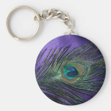 Plume pourpre soyeuse de paon porte-clé