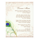 Plume vintage de paon de menu de dîner de mariage  invitations personnalisées