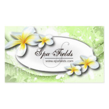 Plumeria élégant de blanc de vert de carte de visi