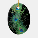 Plumes vertes avec le noir ornements de noël