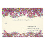 Plumes vintages de framboise de Paisley Invitations Personnalisées