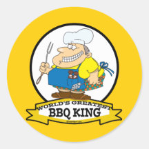 PLUS GRAND ROI MEN CARTOON DE BBQ DES MONDES ADHÉSIF ROND