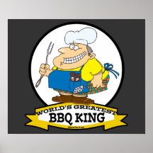 PLUS GRAND ROI MEN CARTOON DE BBQ DES MONDES AFFICHE