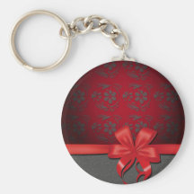 pochette colibri et noeud  rouge et  gris porte-clef