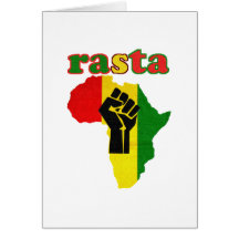 Poing de puissance noire de Rasta au-dessus de l'A Carte De Vœux