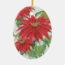 Poinsettia ovale vintage ornement de noël