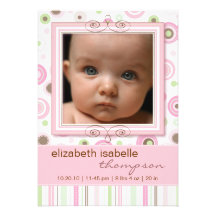Point de polka assez rose et faire-part de bébé de