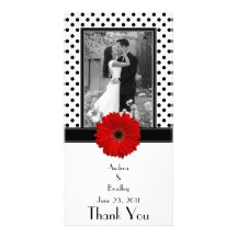 Point de polka blanc de noir rouge de marguerite é photocartes personnalisées