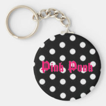 Point de polka punk rose Keychain Porte-clé