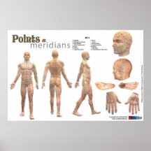 Points et méridiens du corps - annoté affiche
