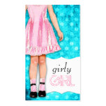 Points Girly de turquoise de rose de poupée de fil Modèle De Carte De Visite