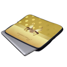 Pois, arc et diamant d'or personnalisés trousse pour ordinateur portable