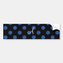 Pois bleu de scintillement de monogramme autocollant pour voiture