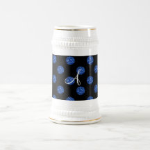 Pois bleu de scintillement de monogramme mugs à café
