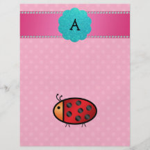 Pois de rose de coccinelle de monogramme prospectus avec motif
