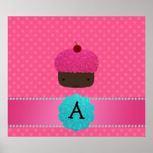 Pois de rose de petit gâteau de monogramme affiche