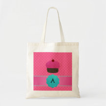 Pois de rose de petit gâteau de monogramme sacs de toile