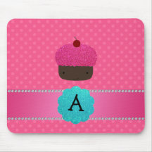 Pois de rose de petit gâteau de monogramme tapis de souris
