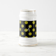 Pois de scintillement de jaune de monogramme tasses
