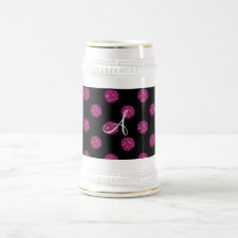Pois de scintillement de rose de monogramme mugs à café
