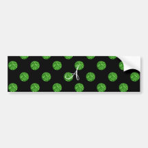 Pois de scintillement de vert de monogramme autocollant pour voiture